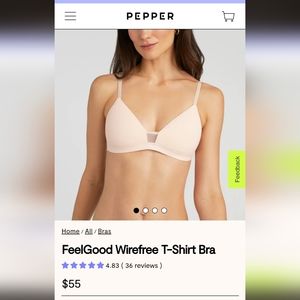 Pepper t-shirt, wirefree bra, size M, sage green